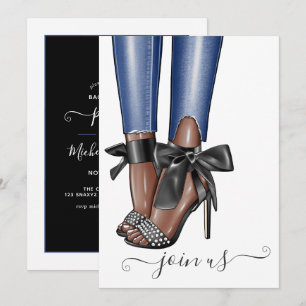 Black och Denim Fashionista Bachelorette Inbjudningar