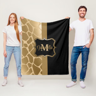 Black och Golden Giraffe Mönster Fleecefilt