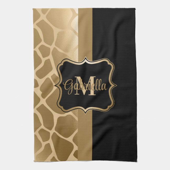 Black och Golden Giraffe Mönster Kökshandduk (Vertikal)