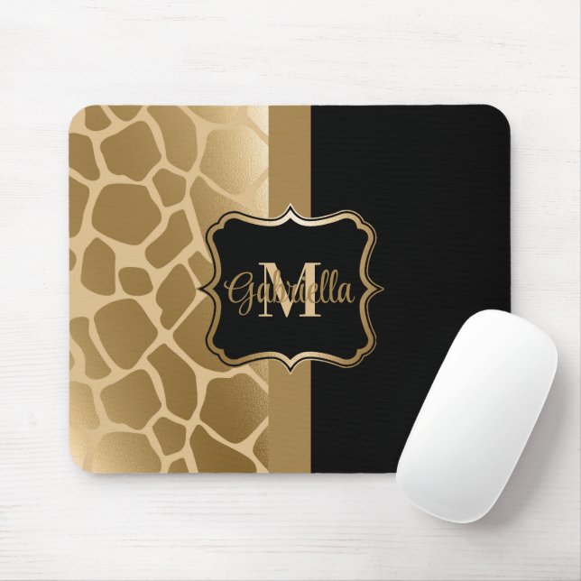Black och Golden Giraffe Mönster Musmatta (Med mus)