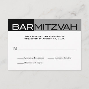 Black och Grått Block Pub Mitzvah Reply OSA Kort