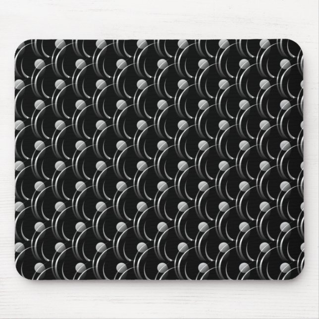 Black och Grått Finare Swirls Mousepad Musmatta (Framsidan)