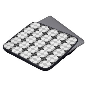 Black och Grått Starbust och Rhombus Mönster Laptop Fodral