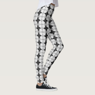 Black och Grått Starbust och Rhombus Mönster Leggings