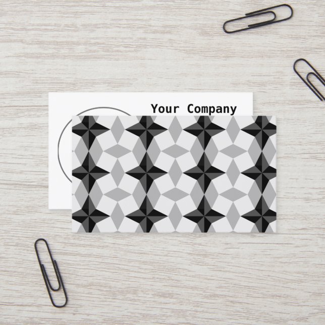 Black och Grått Starbust och Rhombus Mönster Visitkort (Fram/Back In Situ)