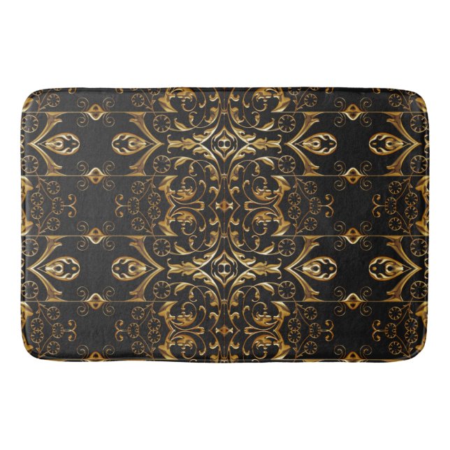 Black och Guld Bath Mat Badrumsmatta (Framsidan)