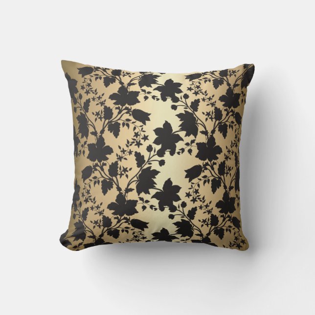 Black och Guld Damask Kudde (Framsida)