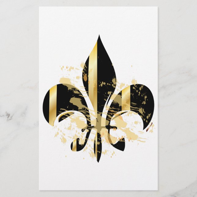 Black och Guld Fleur de Lis Brevpapper (Framsida)