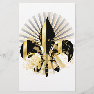 Black och Guld Fleur de Lis Brevpapper