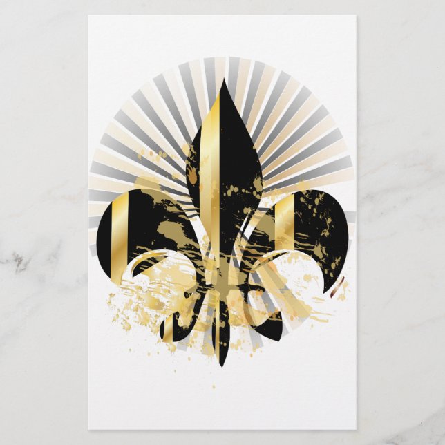 Black och Guld Fleur de Lis Brevpapper (Framsida)