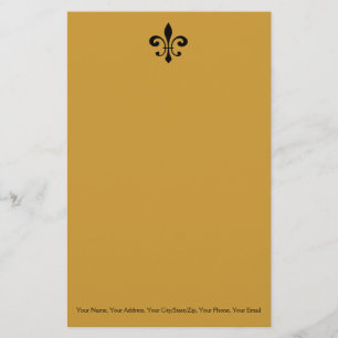 Black och Guld Fleur De Lis Brevpapper