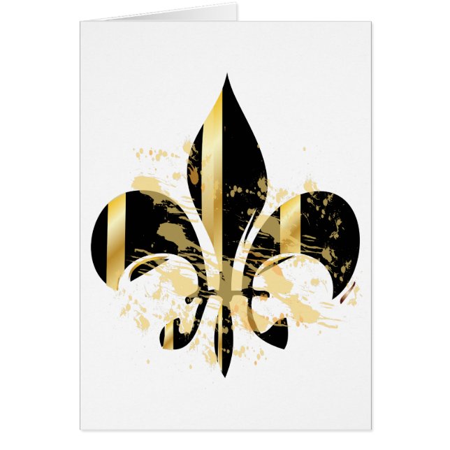Black och Guld Fleur de Lis Hälsningskort (Framsidan)