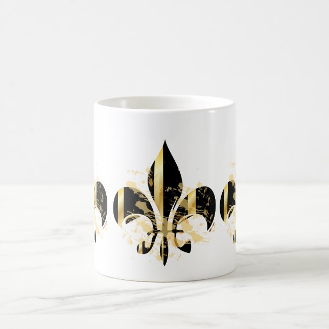 Black och Guld Fleur de Lis Kaffemugg (Center)