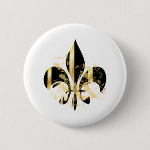 Black och Guld Fleur de Lis Knapp