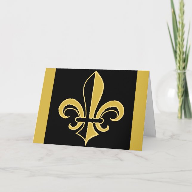 Black och Guld Fleur de lis Kort (Framsida)