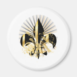 Black och Guld Fleur de Lis Magnet