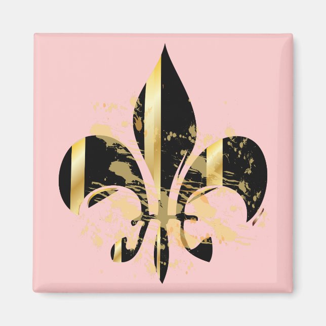 Black och Guld Fleur de Lis Magnet (Framsidan)