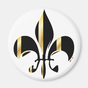 Black och Guld Fleur de Lis Magnet
