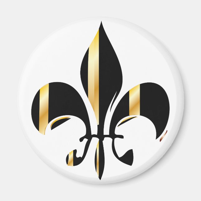 Black och Guld Fleur de Lis Magnet (Framsidan)