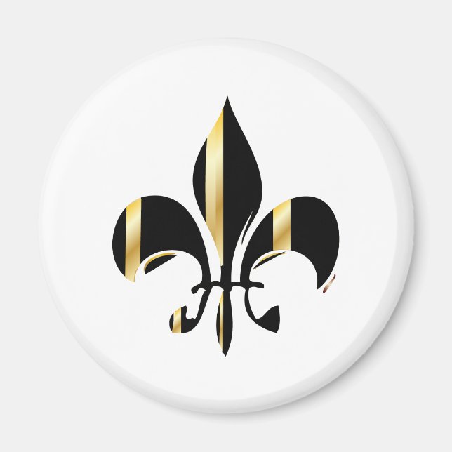 Black och Guld Fleur de Lis Magnet (Framsidan)