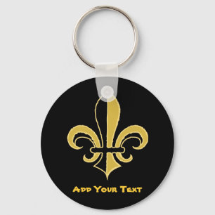 Black och Guld Fleur de lis Nyckelring