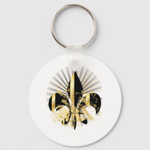 Black och Guld Fleur de Lis Nyckelring