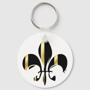 Black och Guld Fleur de Lis Nyckelring