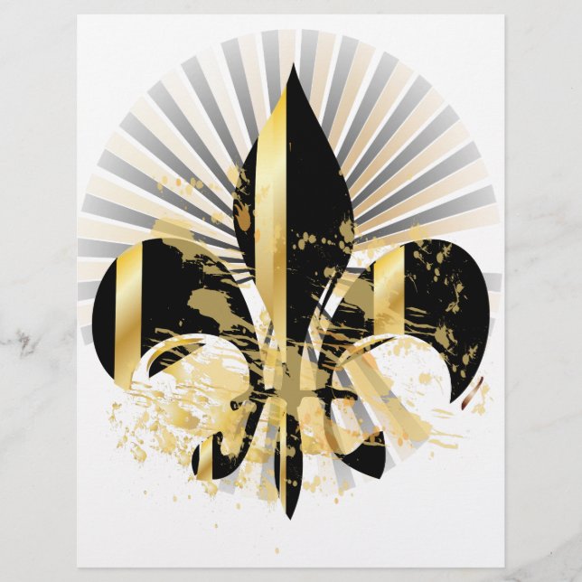 Black och Guld Fleur de Lis Reklamblad (Framsidan)