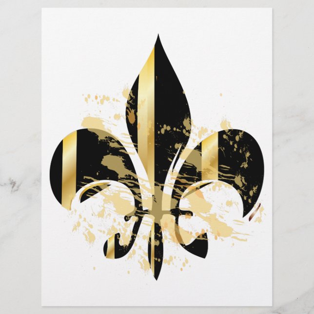 Black och Guld Fleur de Lis Reklamblad (Framsidan)