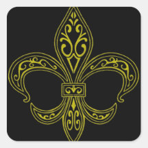 Black och Guld Fleur De Lis Sticker
