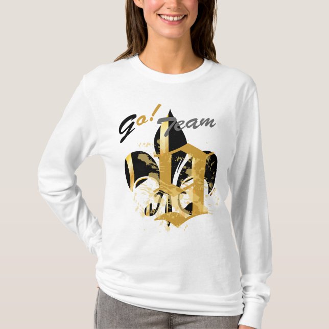 Black och Guld Fleur de Lis T Shirt (Framsida)