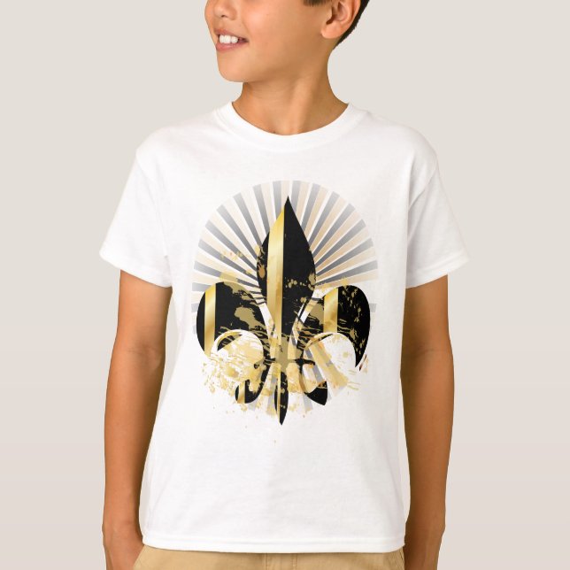 Black och Guld Fleur de Lis T-shirt (Framsida)