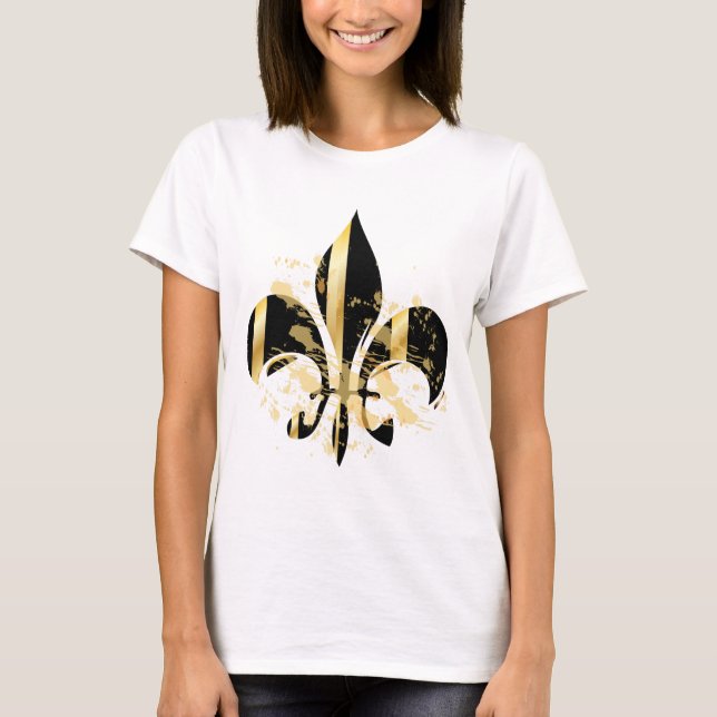 Black och Guld Fleur de Lis T Shirt (Framsida)
