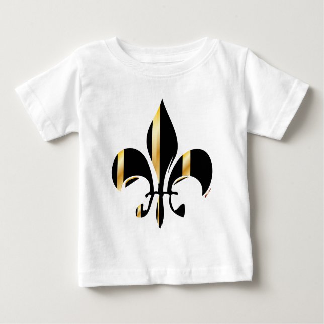 Black och Guld Fleur de Lis Tee Shirt (Framsida)