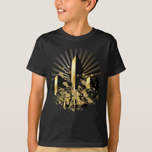 Black och Guld Fleur de Lis Tee Shirt (Framsida)
