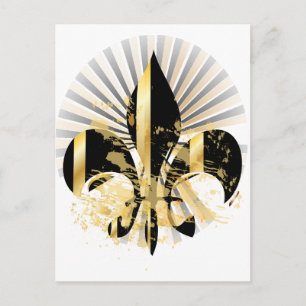 Black och Guld Fleur de Lis Vykort