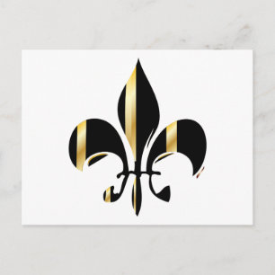 Black och Guld Fleur de Lis Vykort