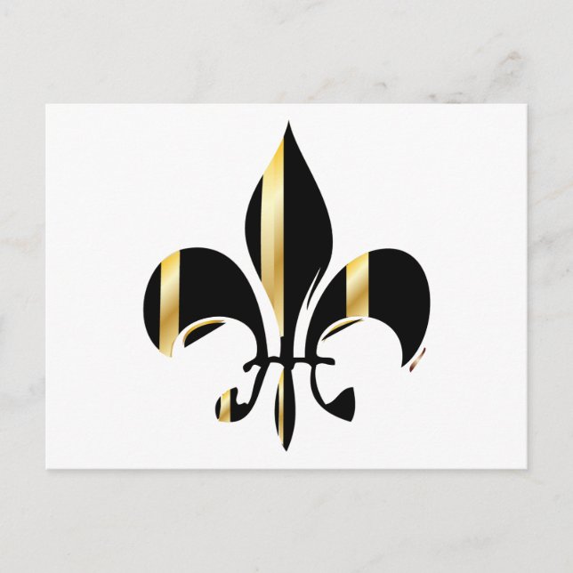 Black och Guld Fleur de Lis Vykort (Framsida)