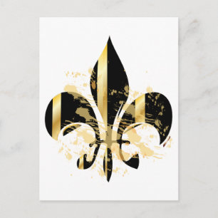 Black och Guld Fleur de Lis Vykort