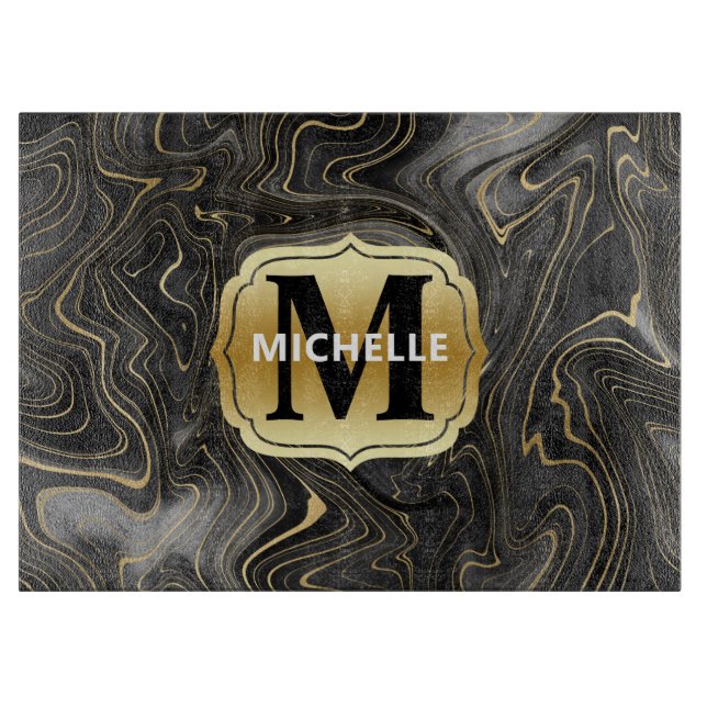 Black och Guld Geode Strata Struktur (Framsidan)