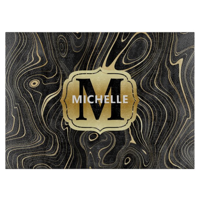 Black och Guld Geode Strata Struktur (Framsidan)