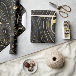 Black och Guld Geode Strata Struktur Presentpapper