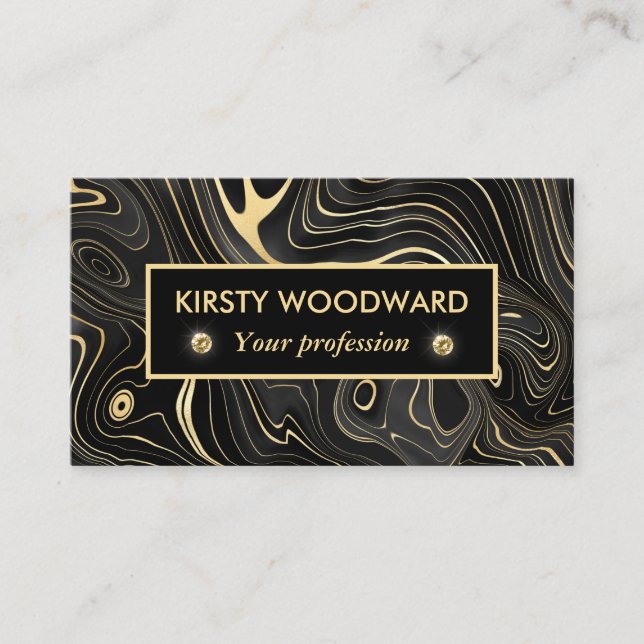 Black och Guld Geode Strata Struktur Visitkort (Framsida)