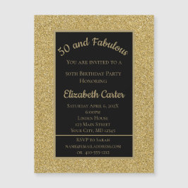 Black och Guld Glitter 50 och Fabulous Birthday
