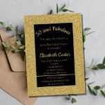 Black och Guld Glitter 50 och Fabulous Birthday<br><div class="desc">En elegant svart och guld glitter födelsedag för sin 50:e födelsedagsfest! Anpassa den med namn och all information om party.</div>