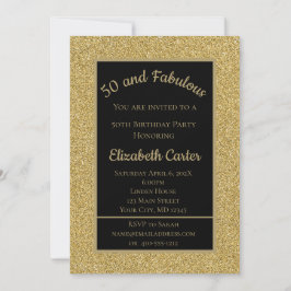 Black och Guld Glitter 50 och Fabulous Birthday