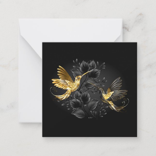 Black och Guld Hummingbird Anteckningskort (Framsida)