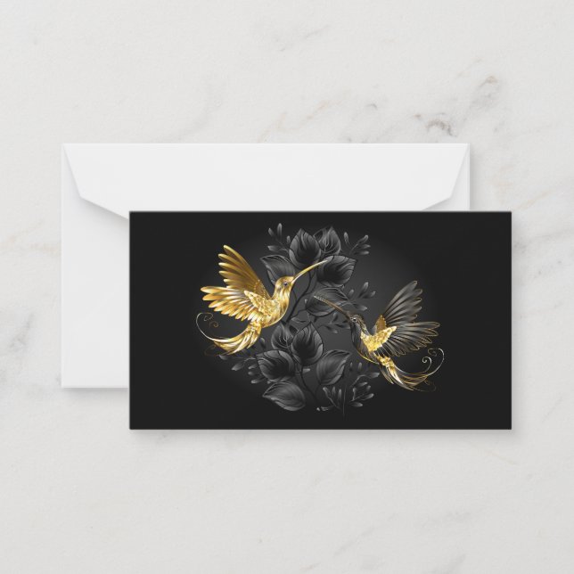 Black och Guld Hummingbird Anteckningskort (Framsida)