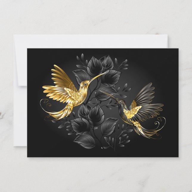 Black och Guld Hummingbird Anteckningskort (Framsida)