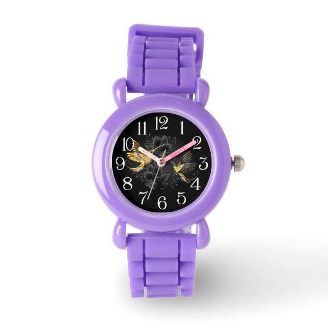 Black och Guld Hummingbird Armbandsur (Framsida)